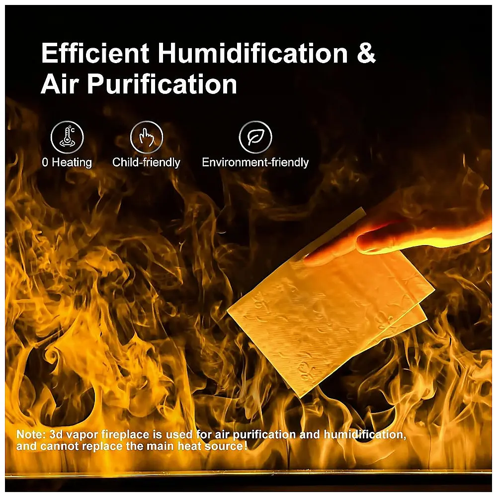 Lareira Elétrica 3D Vapor d'Água Sxysgf Multicor Chamas Dinâmicas Recessível e Autônoma Controle Remoto/App Timer Aço Inoxidável 120cm — foto 2