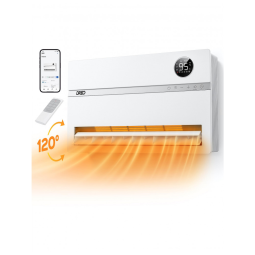 Aquecedor Elétrico de Parede Inteligente com Oscilação Vertical 120, Termostato Digital e Controle Remoto, Dreo WH719S, 110V 1500W, Branco