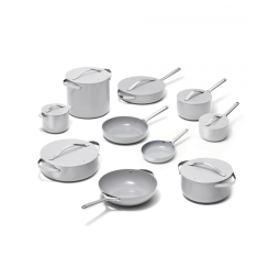 Conjunto de Panelas Cerâmicas Caraway Cinza Antiaderente sem PTFE/PFAS 24 Peças com Organizadores