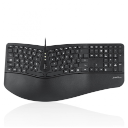 Teclado Ergonômico com Fio Recarregável Reduz a Tensão das Mãos com Descanso de Pulso Ajustavel, PERIXX 11700, Preto
