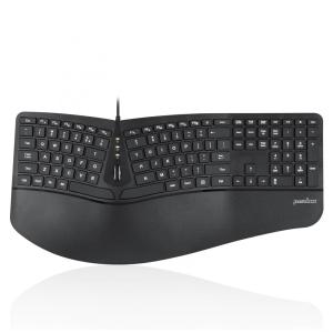 Teclado Ergonômico com Fio Recarregável Reduz a Tensão das Mãos com Descanso de Pulso Ajustavel, PERIXX 11700, Preto