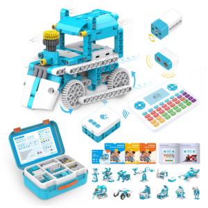 Kit Robótico 12 em 1 para Aprendizagem com Codificação STEM, 6 a 8 Anos, WhalesBot D3, Azul