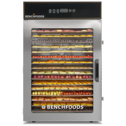 Desidratador de Alimentos Comercial com 16 Bandejas em Aço Inoxidável e Temporizador de 99H, 110V, BENCHFOODS, Prata