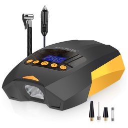 ROCKBIRDS Mini Compressor de Ar Elétrico Automotivo Portátil 12V 150 PSI Luz LED e Painel Digital