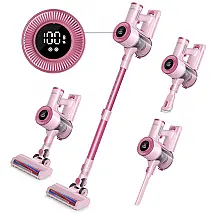 Aspirador de Pó sem Fio 1,5L com Sucção Potente 20Kpa, Tela LED, 30 Min de Uso, Homeika, Rosa
