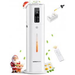 Umidificador Ultrassônico para Salas Grandes 12L de Preenchimento Superior, 3 Níveis de Névoa e Temporizador, VAGKRI VAHM03, Branco