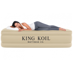 Colchão de Ar Queen King Koil Luxury com Pillow Top Integrado e Bomba de Alta Velocidade Embutida - Melhor para Casa, Camping e Visitas