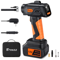 Compressor de Ar com Bateria Recarregável 20V 12V, 150PSI, BREEZZ X1202, Preto