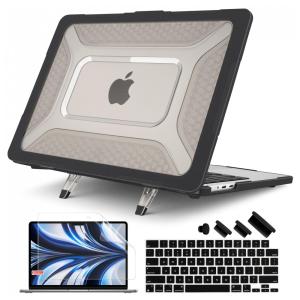 Capa Rígida Batianda Honeycomb MacBook Air 13,6" Cinza-Rocha – Modelos A2681, A3113, A3240 com Suporte Dobrável e Proteção Completa
