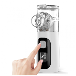 Nebulizador Portátil LUECAEL com Tela Digital Função Autolimpeza Três Níveis de Nebulização Recarregável