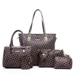 Conjunto de Bolsas Femininas 6 Peças com Carteira, 2E youth, Marrom