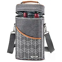 Bolsa Térmica Para Transporte de Vinhos BABEYER até 2 Garrafas, Cinza