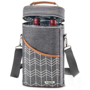 Bolsa Térmica Para Transporte de Vinhos BABEYER até 2 Garrafas, Cinza