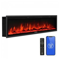 Lareira Elétrica Westinghouse Preta Parede/Embutida Wi-Fi Alexa Google 144 Combinações 1500W 120V – 152,4 cm (L) X 40 cm (A)
