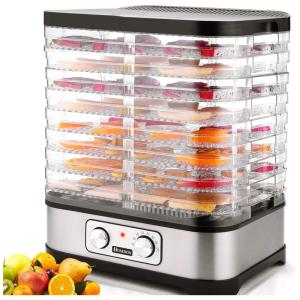 Desidratador de Alimentos, 8 bandejas, e Transparente, 110v, HOMDOX, Prateado