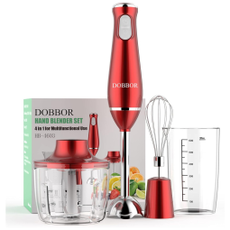 Mixer com 2 Velocidades e Acessórios, Aço Inoxidável, 1000W, 110v, DOBBOR HB4603, Vermelho