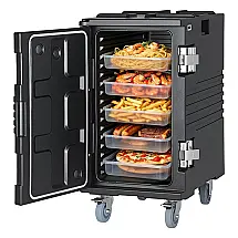 Caixa Térmica para Transporte de Alimentos VEVOR YHY120L 120L Inox 304 Rodízios Empilhável Preta