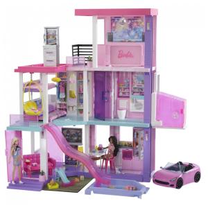 Casa da Barbie Celebração 60 Anos com 2 Bonecas Exclusivas, 100 Peças, Sons e Elevador, Rosa