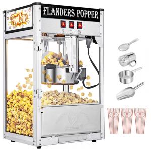 Pipoqueira Elétrica de Bancada em Aço Inoxidável, 850W, 110v, DDUPSTORE, Prateado