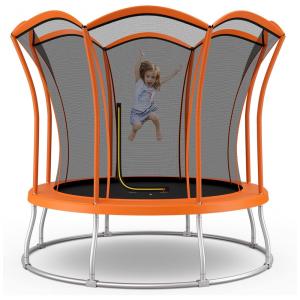 Trampolim externo Goplus 8FT 10FT, trampolim aprovado pela ASTM com formato de flor exclusivo, rede de gabinete, almofada de segurança