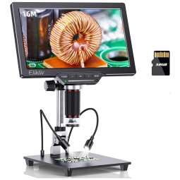 Microscópio Digital com Tela LCD HDMI 16MP com Vídeo de Solda Profissional, Elikliv EDM202, Preto