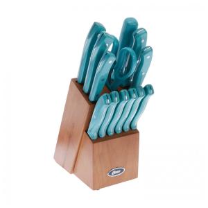 Conjunto de Facas em Aço Inoxidável com Bloco de Bancada, 14 Peças, Oster, Azul
