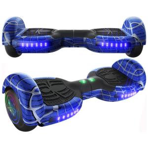 Hoverboard Elétrico com Alto Falante Bluetooth e Auto Equilíbrio para Crianças de 6 a 12 Anos, Emaxusa, Preto