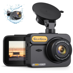 Câmera Veicular Frontal e Traseira 4K 1080P com Visão Noturna e Ãngulo 170, Suporta 256GB, GILAYGROW G47, Preto