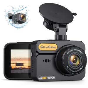Câmera Veicular Frontal e Traseira 4K 1080P com Visão Noturna e Ãngulo 170, Suporta 256GB, GILAYGROW G47, Preto