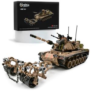Kit de Construção Tanque de Batalha M60 MAGACH com 1753 Peças, Nifeliz, Marrom