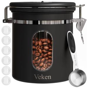 Pote Hermético para Café 650 mL com Colher Medidora, VEKEN Coffee Canister ,, Prateado