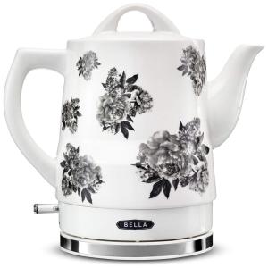 Chaleira Elétrica, Cerâmica, 1,5L, Floral, 110v, BELLA 14746, Branco