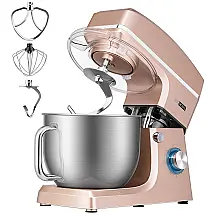 Batedeira Planetária VIVOHOME 7,1 litros, 660W, 6 velocidades, cabeça inclinável, acessórios completos, cor champanhe, 110V