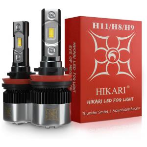 Kit Xenon Lâmpadas LED Branca 12000 Lumens 6000K 30W, 2 Peças, HIKARI WINGS H11, H8, H9, H16, Preto