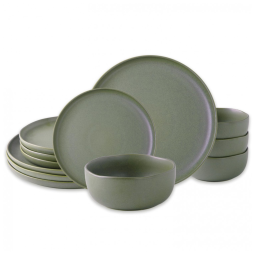 Conjunto de Louça AmorArc Stoneware 12 Peças com Borda Ondulada, Alta Resistência, Seguro Micro-ondas, Lava-louças e Forno