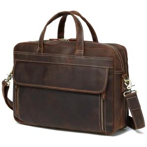 Bolsa, Pasta de Couro Masculina para Laptop, LANNSYNE GP33817, Marrom