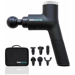 Massageador Pistola Elétrico Profissional Sem Fio 6 Acessórios e 5 Velocidades, EKRIN ATHLETICS Ekrin B37S, Azul