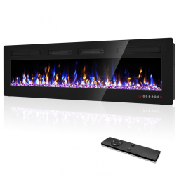 Lareira Elétrica Ultra Fina de 182,9 cm Embutida e de Parede, Controle Remoto, Tela de Toque - Eueiriup