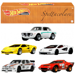 Conjunto de 5 Carros, Escala 1:64 com Contêiner de Armazenamento Colecionável, Hot Wheels