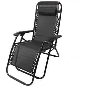 Cadeira Reclinável Ajustável Gravidade Zero com Apoio de Cabeça e Porta Copos, XZGDEN, Preto