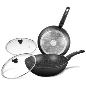 CSK Conjunto de Panelas e Frigideiras Antiaderentes de Granito, 9 Peças, KOCH SYSTEME CS, Preto