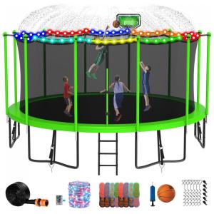 Cama Elastica Infantil com Diâmetro, Cesta de Basquete e Rede de Proteção para até 680 kg, DEEPROAR, Verde
