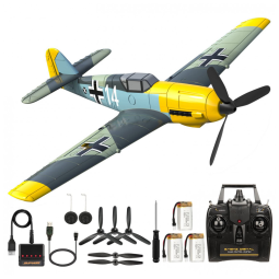 Avião de Controle Remoto de 4 Canais com Estabilizador Giroscópio de 6 Eixos, Hélices Substituíveis e Acessórios, ANTSIR BF-109E