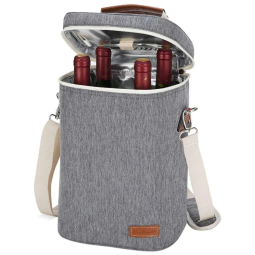 Zormy Bolsa Térmica Para Transporte de Vinhos até 4 Garrafas com Abridor, Cinza
