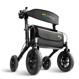 Andador Adulto Idoso Helavo com Assento e Bolsa, Suporta até 136 Quilos, Preto