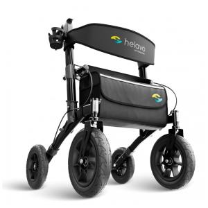 Andador Adulto Idoso Helavo com Assento e Bolsa, Suporta até 136 Quilos, Preto
