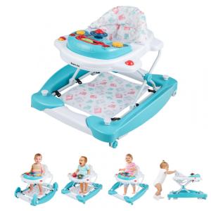 Andador de Bebê HONEY JOY 6-em-1 Dobrável, Com Rodas, Ajustável, Balanço, Música e Luzes. Para Bebês de 7 a 14 Meses, Ideal para Meninos