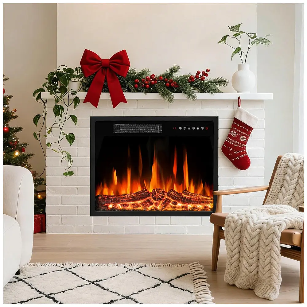 Lareira Elétrica Tornivk 58x46cm 1500W Chamas LED Multicoloridas Embutir 110V — foto 2