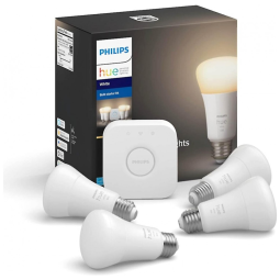 Lâmpada LED, 9W, 800 Lumens, 2700K Branca com Base E26 A19, 4 Unidades, PHILIPS HUE, Branco
