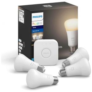 Lâmpada LED, 9W, 800 Lumens, 2700K Branca com Base E26 A19, 4 Unidades, PHILIPS HUE, Branco